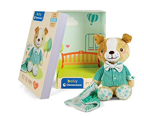 Clementoni Perrito+ Pete The Puppy Plush Toy - Soft Sensory Toy for Babies 0 Months+