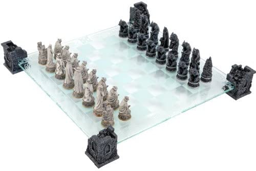 Nemesis Now Vampire Werewolf Gothic Chess Set Black Glass Board