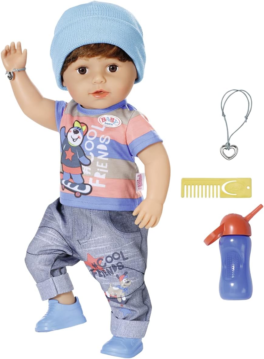 BABY born Brother 43cm Doll - Interactive Vinyl Baby with Moveable Knees, Real Tears & Bath Play