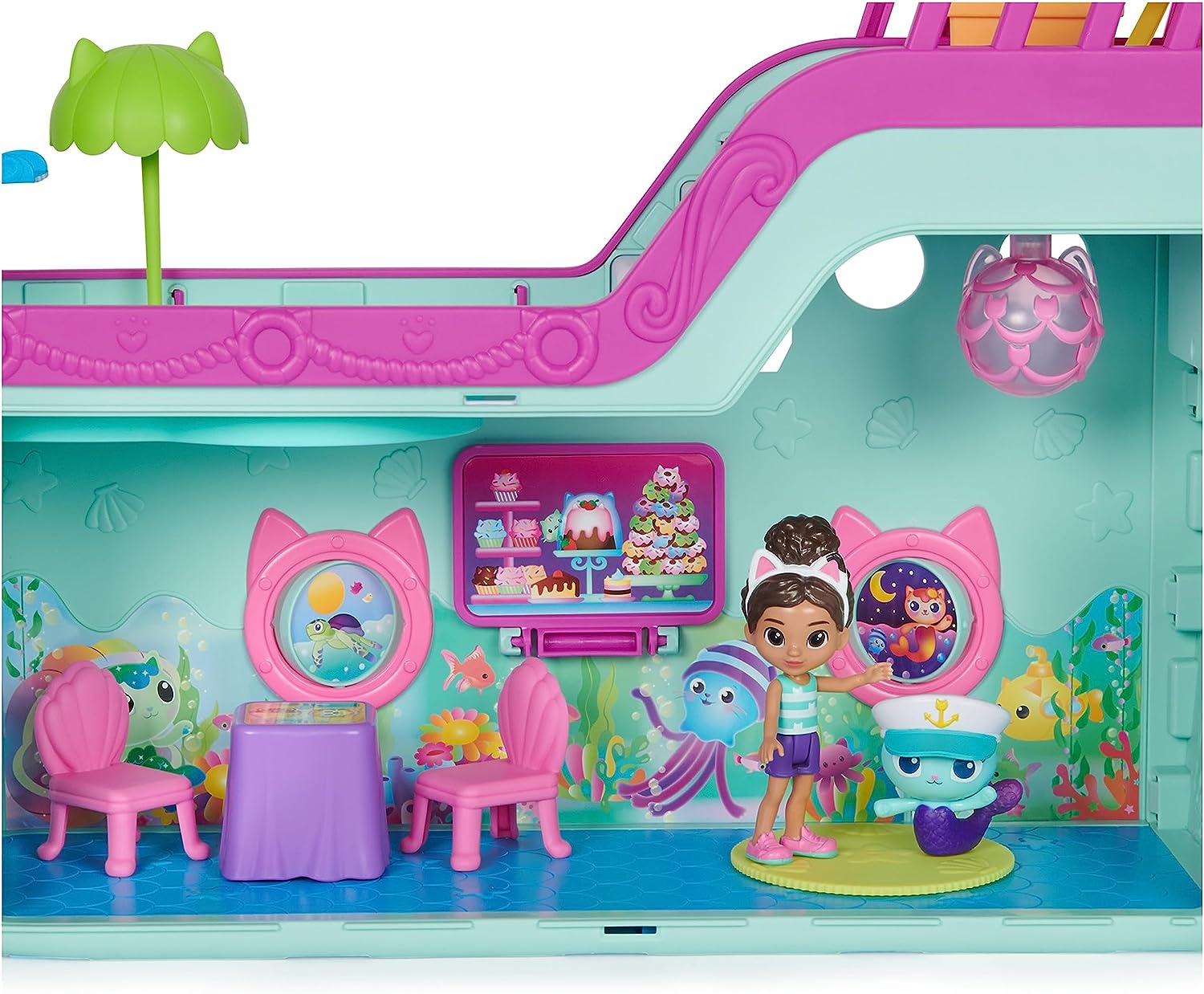 Gabby's Dollhouse Cat Friend Ship - 18-Piece Cruise Playset with Gabby & MerCat Figures, Ages 3+