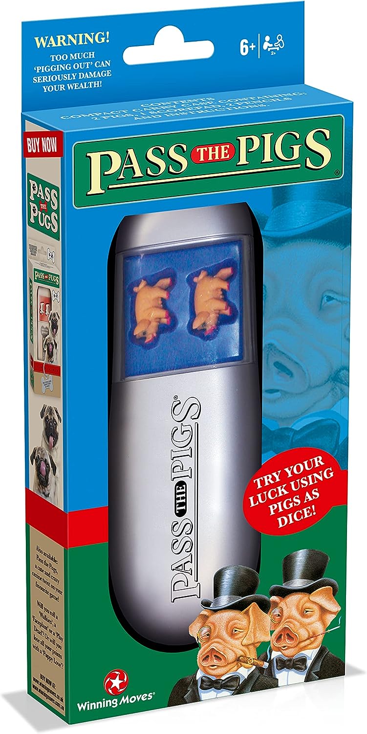 PASS THE PIGS Dice Game - Classic Party & Travel Game with 2 Pigs, Rulebook, Scorecards & Pencils