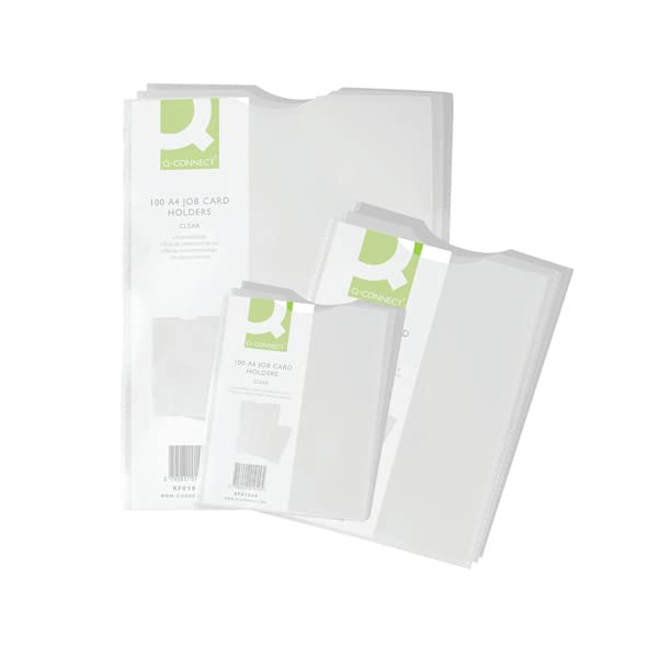 Q-Connect A5 Polypropylene Card Holders - Durable Protection | Thumb Cut-out | Pack of 100 White