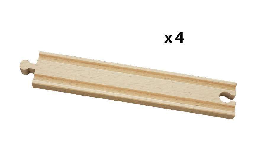 BRIO Long Straights Wooden Train Track - 4 Pieces for Kids 3 Years Up