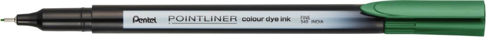 Pentel S40 Pointliner Fineliner Pen - 0.4mm Line Width | Green Ink | Metal Clad Tip 1