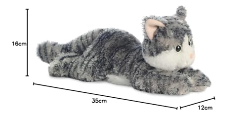 Aurora Flopsies Lily Cat Soft Toy - Grey and White Plush Stuffed Animal