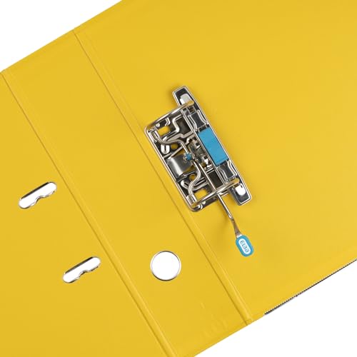 Elba A4 70mm Strongline Plastic On Board Lever Arch File, Yellow - Heavy-Duty Filing Solution for Legal and Office Use