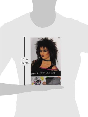 Smiffys Rock Diva Black Long Mullet Wig