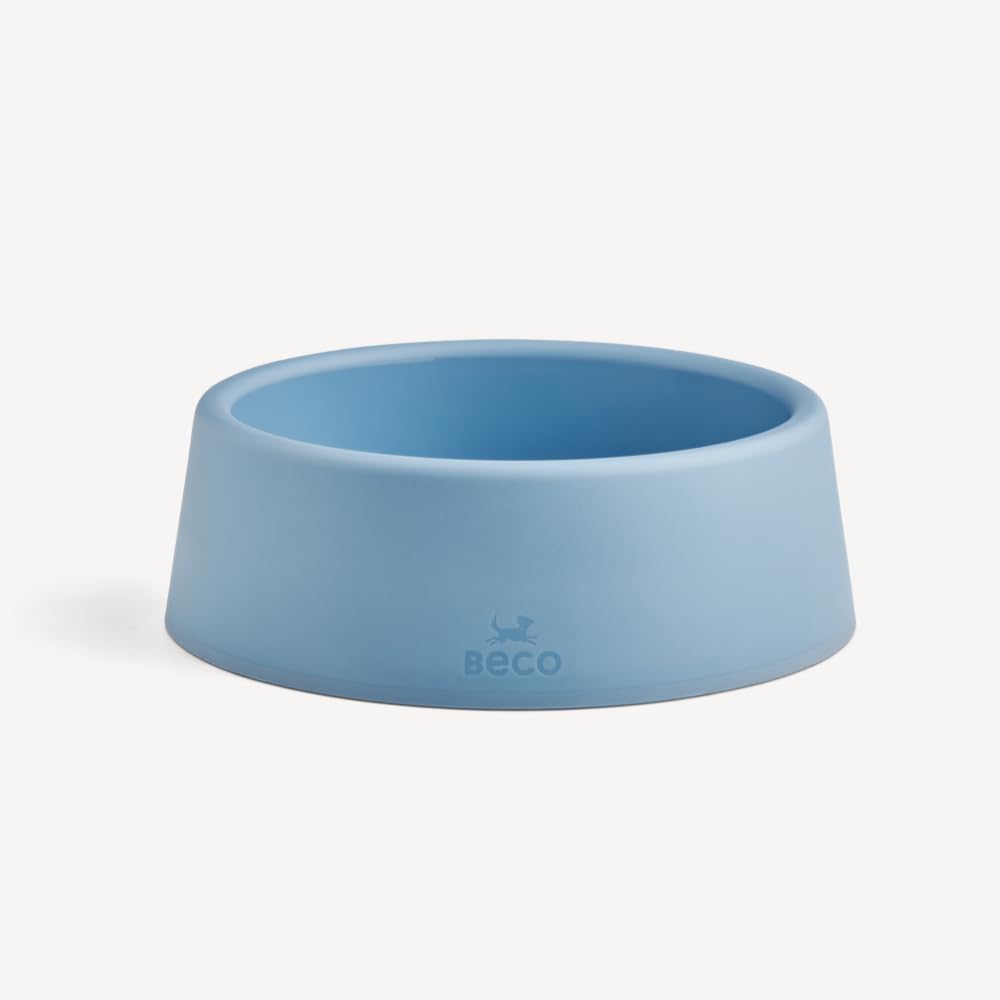 Beco Steady Dog Bowl - Recycled Plastic, Non-Slip Base | Small Size | Coastal Blue 1