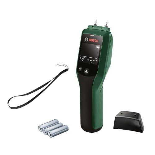 Bosch UniversalHumid Moisture Meter - Pin-Type Wood Moisture Detector with Traffic Light LED, Wood Group Selection, and Hold Function