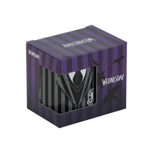 Wednesday Uniform Ceramic Mug - Black, 13 x 9.5 cm, Gift Box Included