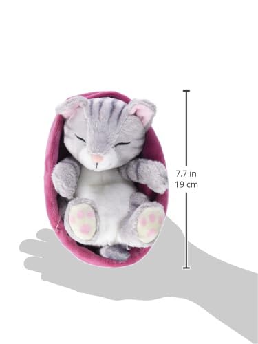 NICI Sleeping Kitties Soft Toy Cat in Pink-Purple Basket - 16 cm Plush Cuddly Animal for Babies & Kids