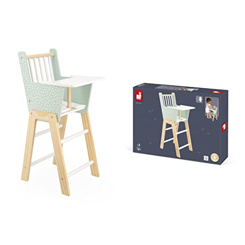 Janod Zen FSC Wood Doll Highchair Accessory for Pretend Play Toys 12
