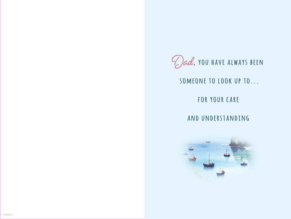 Piccadilly Greetings Father's Day Card - With Love Dad Sentiment | 12 x 8 Inches | Coastal Scene