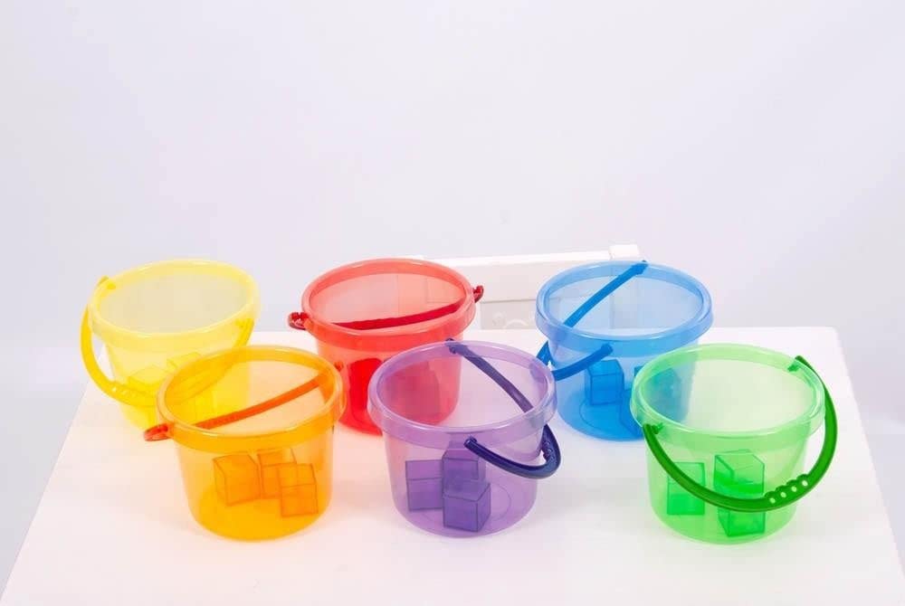 tickit 73101 Bucket Set - 6 Translucent Rainbow Buckets for Sand & Water Play | 16.2cm Diameter 3