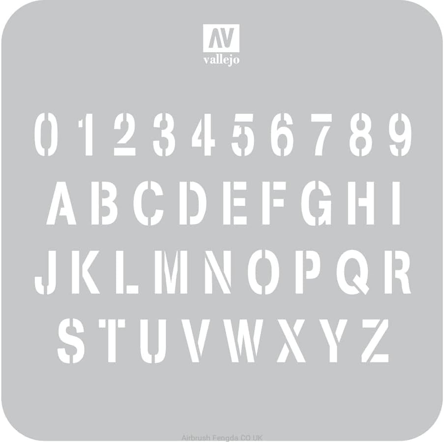 Acrylicos Vallejo Stencils Stamp Font - Lettering Stencil Set (ST-LET002)