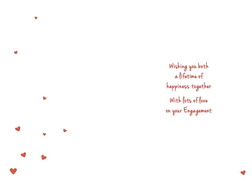 Piccadilly Greetings Modern Engagement Card - 7 x 5 Inches | White, Red, Pink, Blue