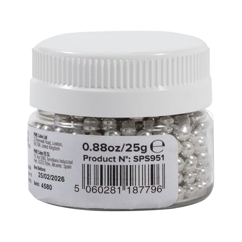 PME Silver Sugar Pearls - Edible Cake Decorations (25g, 4mm) 8