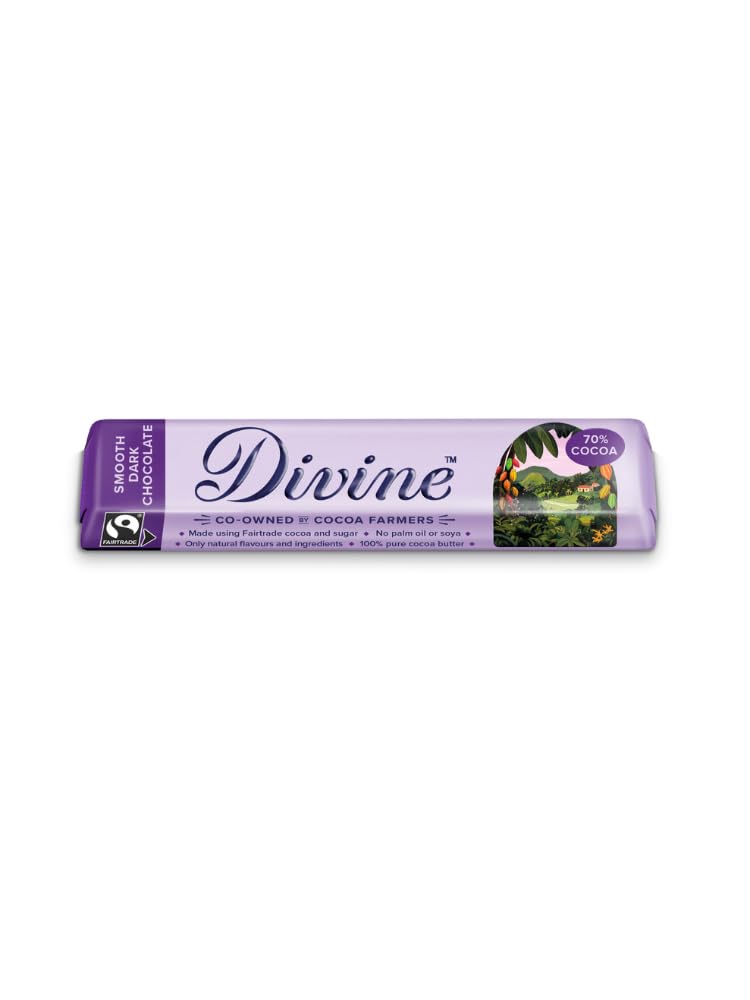 Divine 70% Cocoa Dark Chocolate Bars - 35g Each, Pack of 30 2