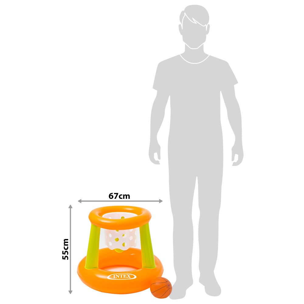 Intex 58504NP Floating Hoop Game - Deluxe Pack with Ball | Orange and Green Plastic 4