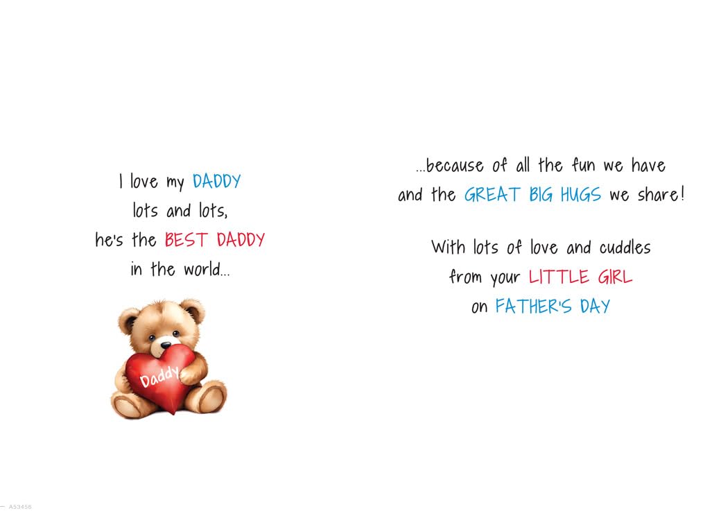 Piccadilly Greetings Father's Day Card - Daddy With Love From Little Girl | 9 x 6 Inches