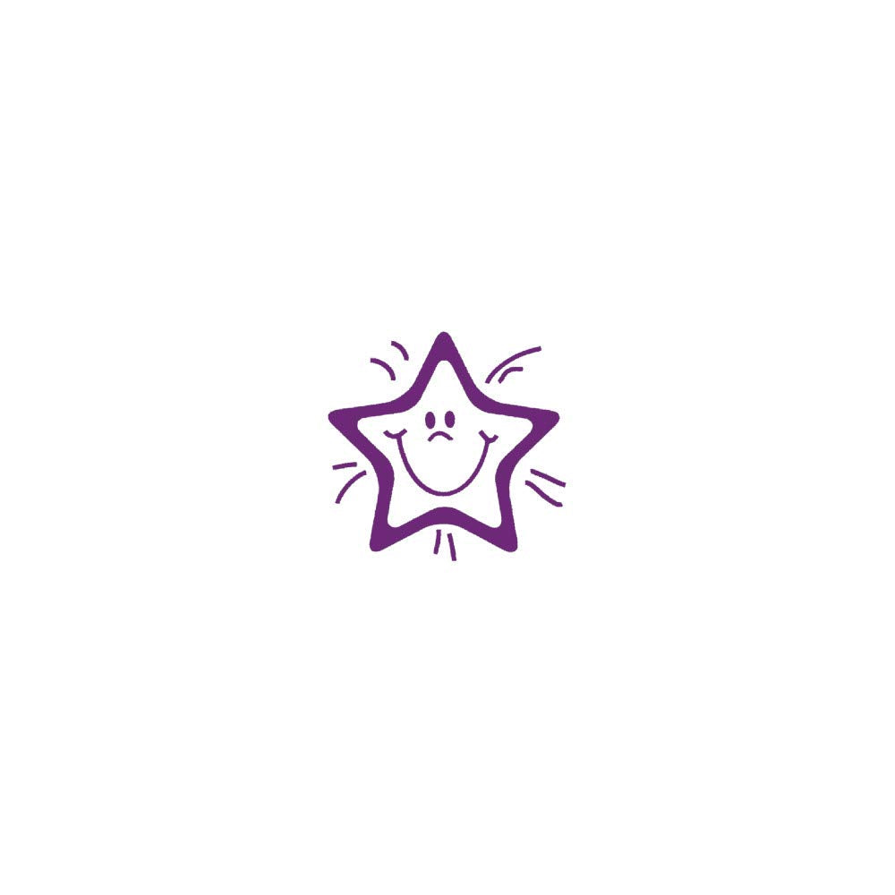 SuperStickers Smiley Star Stamper - Purple, Small, Self-Inking Teacher Stamp