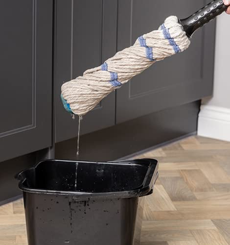 Addis Twist Mop - Self Wringing Mechanism | Thick Absorbent Cotton Strands | Graphite/Metallic/White 2