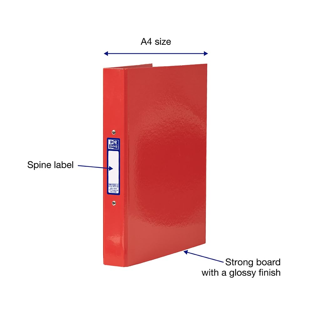 Oxford A4 O-Ring Binders - 3 Pack Red Green Blue | 40mm Spine | 250 Sheet Capacity 2