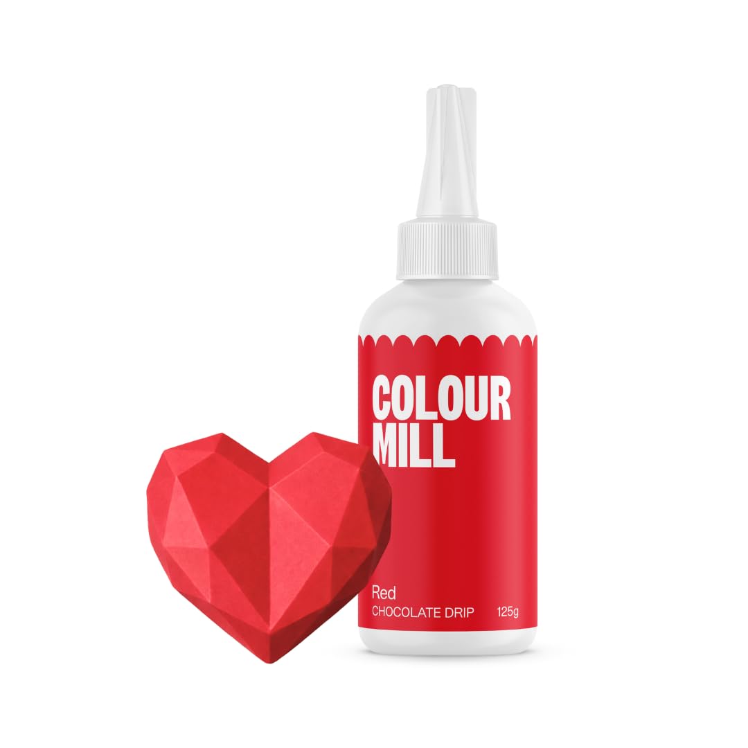Colour Mill Choco Drip Red Easy-Melt Chocolate Drizzle for Desserts | 125g Squeeze Bottle