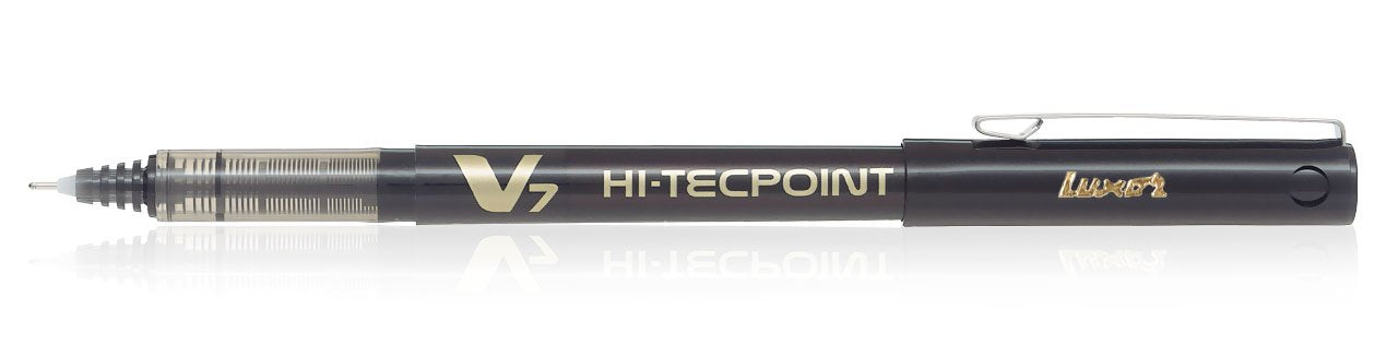 PILOT Hi-Tecpoint Rollerball Pen - 0.7mm Tip, Black Ink, Retractable | Pack of 12