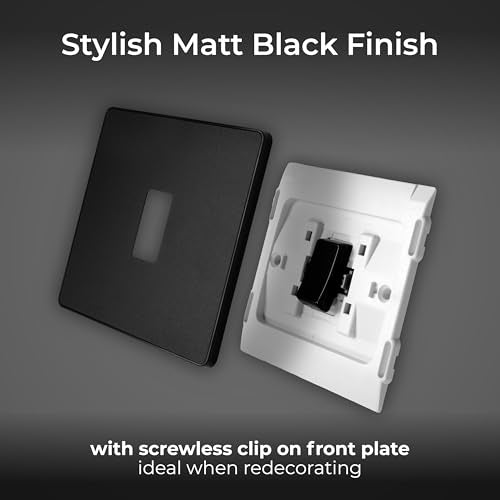 BG Electrical Evolve Single Light Switch, 20A, 2 Way, Matt Black - Stylish Modern Design, Screwless Front Plate, Easy Installation, BS60669-1 Compliant