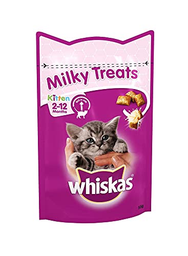 Whiskas Kitten 2-12 Months Milky Treats 55g - Crunchy & Soft Cat Snacks for Healthy Growth