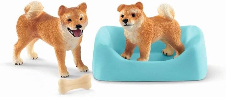 Shiba Inu Mother and Puppy Figurine by SCHLEICH