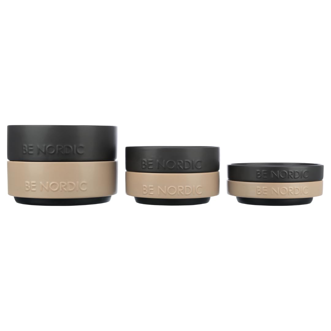 TRIXIE BE NORDIC Ceramic Dog Bowl - 1200 ml Capacity | Black | Nonslip Base