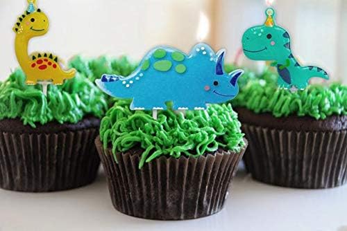 Anniversary House Dinosaur Party Pick Candles - Multicolour Cake Topper Decorations