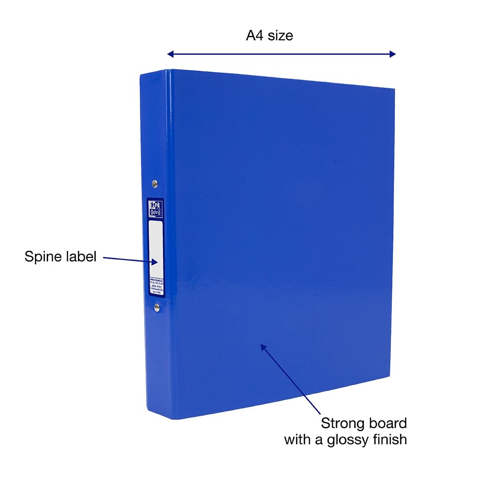 Oxford Premium A4 Ring Binder, Blue Single Folder, 25mm Capacity, Laminated 2