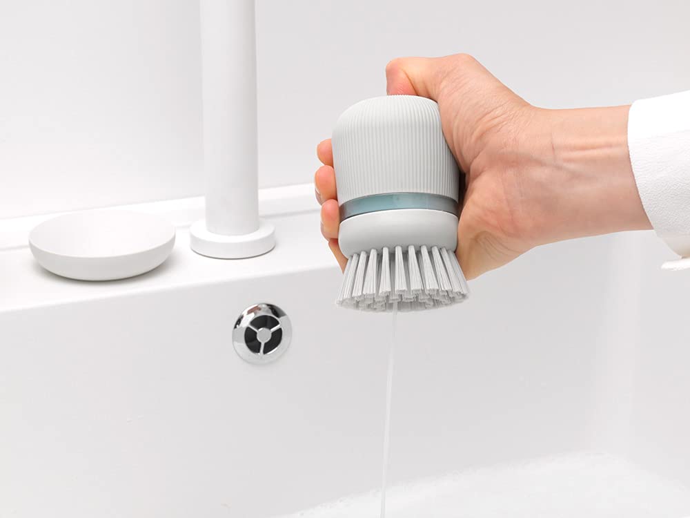 Brabantia Refillable Soap Dispensing Washing Up Brush - Secure Grip | Light Grey | 5 Year Guarantee 4