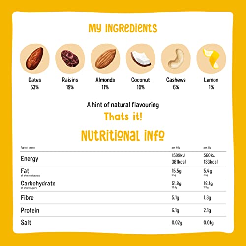 Nakd Lemon Drizzle Raw Fruit & Nut Bars - Vegan, Gluten Free, No Added Sugar - 35g x 18 Bars 4