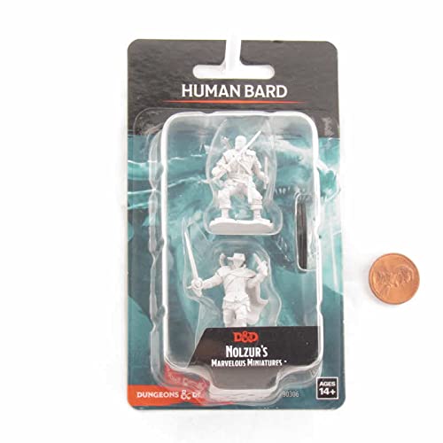 WizKids Human Bard Male Unpainted Miniature - 2 Pieces | Tabletop Play