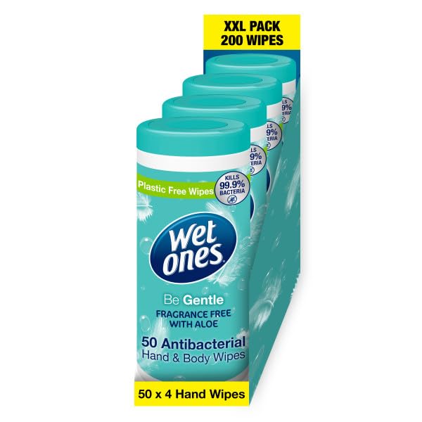 Wet Ones Be Gentle Antibacterial Moist Wipes | 200 Count Canister | Plastic-Free & Biodegradable 1