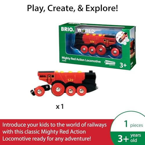 BRIO World Mighty Red Action Locomotive - Battery-Powered Train for Kids 3 Years Up