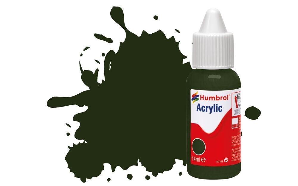 Humbrol Model Paint - No 163 Dark Green Satin Acrylic Paint | 14ml Dropper Bottle 1