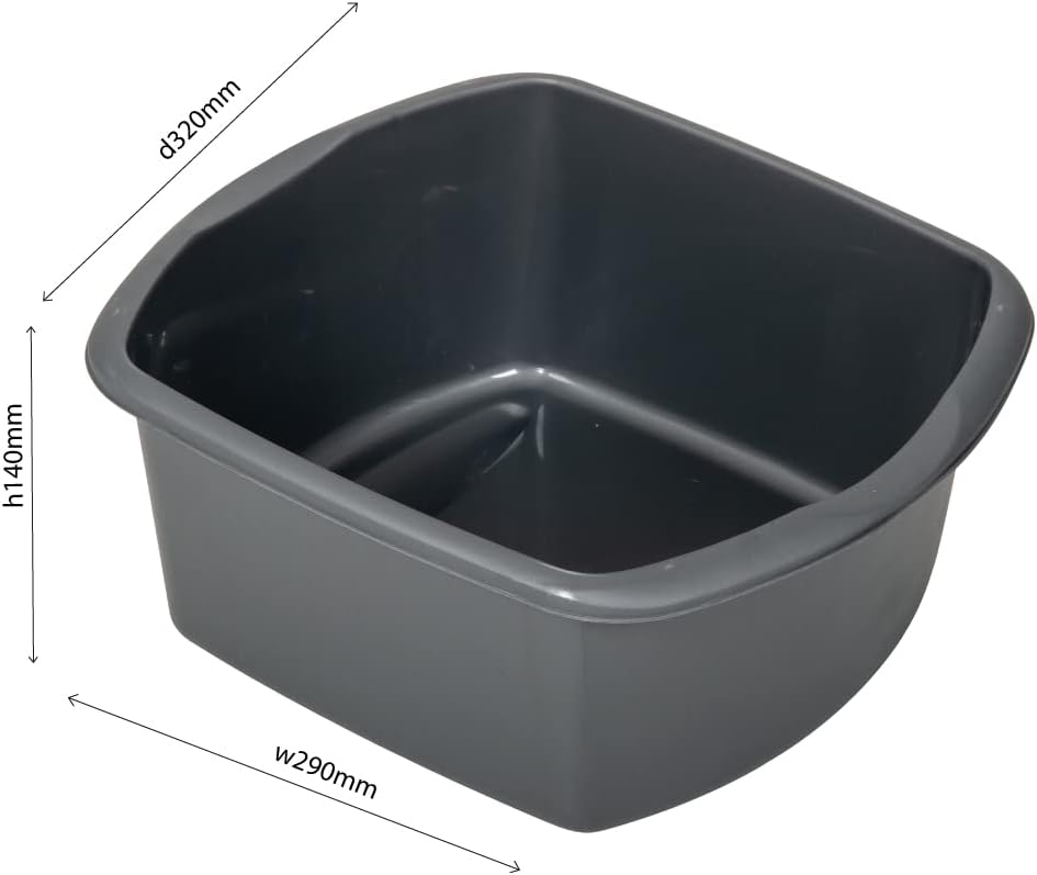 Addis - 8 Litre Small Rectangular Plastic Washing Up Bowl, Black
