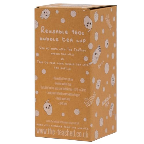 The TeaShed Bubble Tea Cup & Straw Gift Set - Reusable 16oz Leak-Proof BPA Free