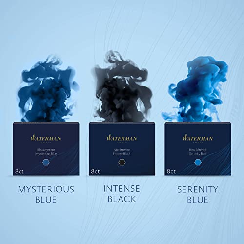 Waterman Fountain Pen Ink Cartridges - Mysterious Blue Long Ink Cartridges (8 Count)