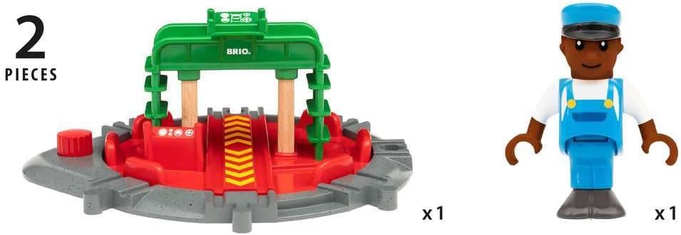BRIO World Train Turntable & Figure Wooden Railway Set for Kids 2