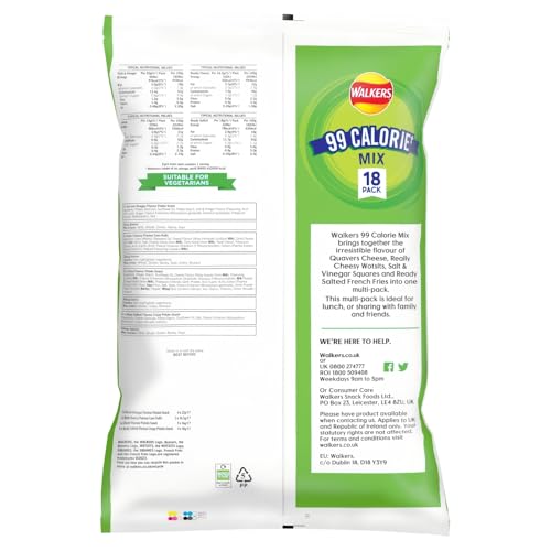 Walkers 99 Calorie Mix Multipack Snacks Crisps 18 Pack 6
