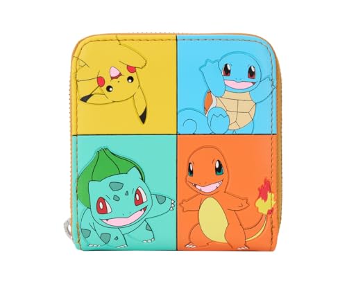 Loungefly Pokemon Color Block Staters Zip Around Wallet (Multicolored, Small)