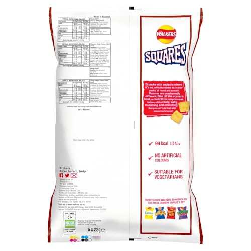 Walkers Squares Variety Multipack Snacks Crisps 6x22g 5