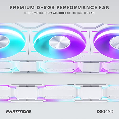 Phanteks D30 PWM Reverse Airflow D-RGB Fan - 120mm, White