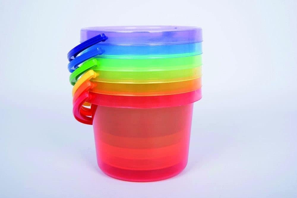 tickit 73101 Bucket Set - 6 Translucent Rainbow Buckets for Sand & Water Play | 16.2cm Diameter 4